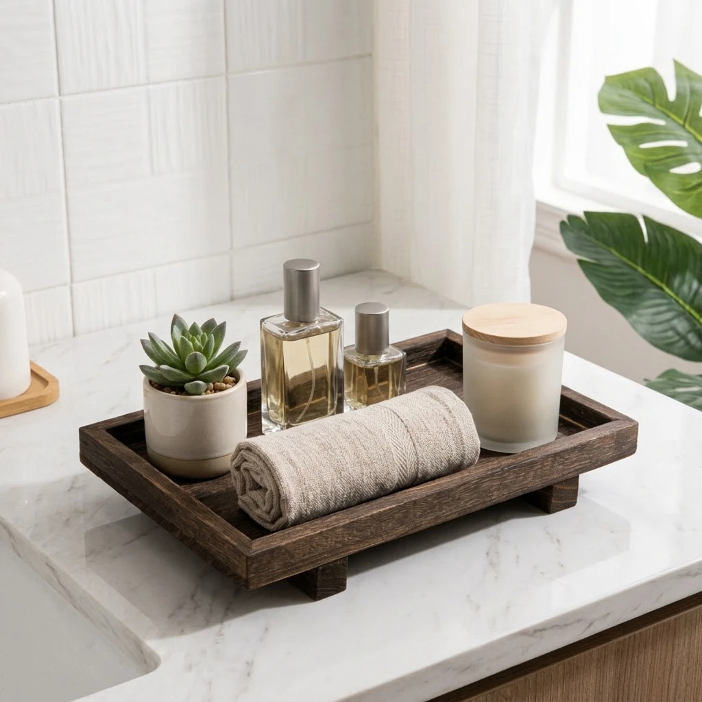Nampan Penyimpanan Meja Kayu B - Home Edit Bathroom Storage ulasan dan harga