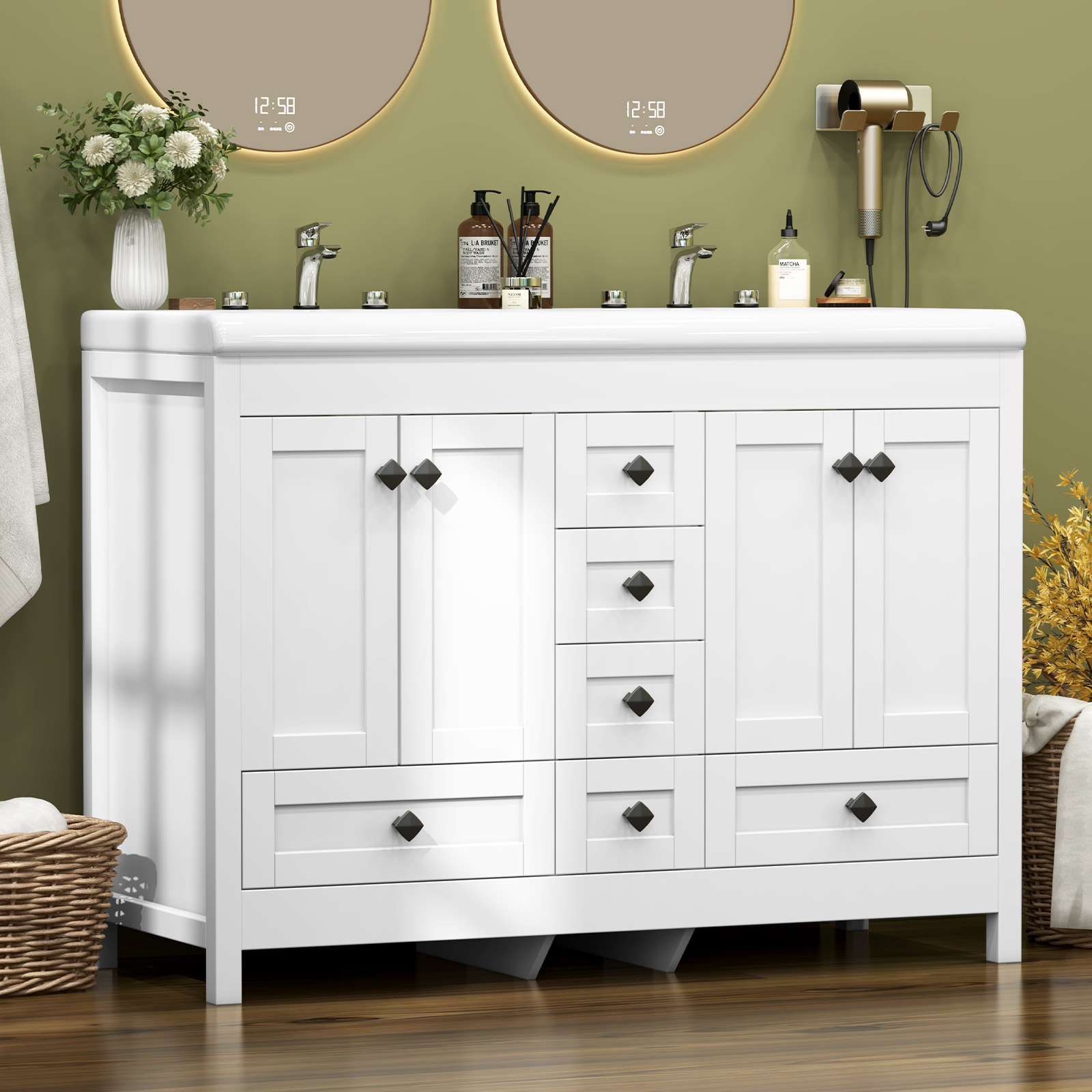 Kabinet Kamar Mandi Putih 47,3 - Home Bathroom Vanity Combo ulasan dan harga