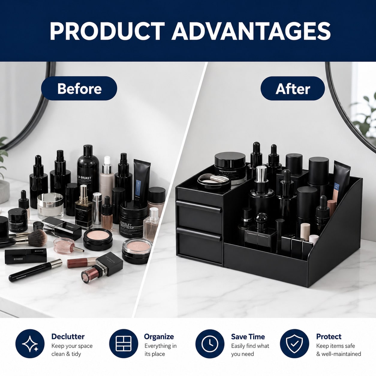Kotak Penyimpanan Kosmetik den - Home Edit Bathroom Storage ulasan dan harga
